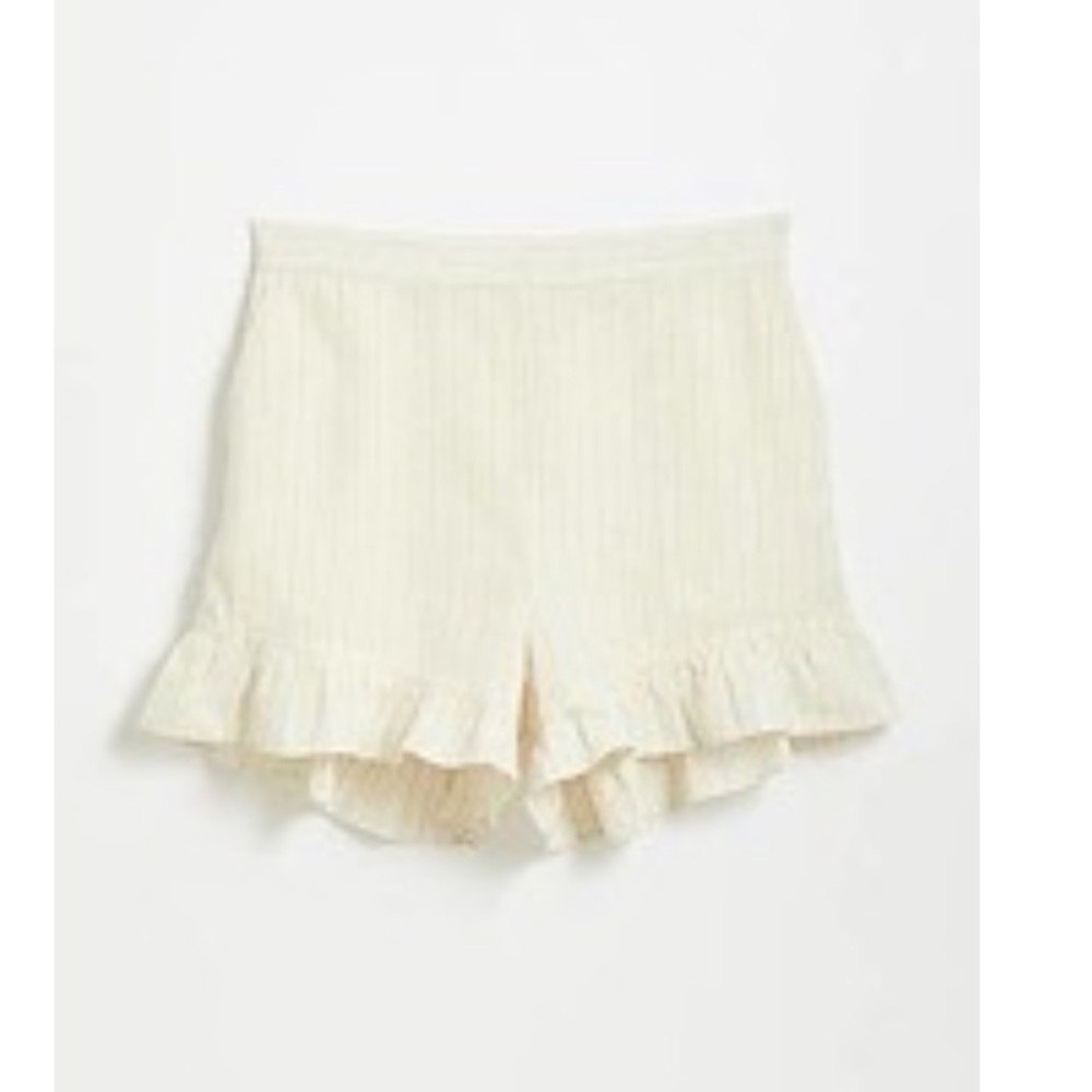 LOFT Beach Striped Ruffle Hem Shorts